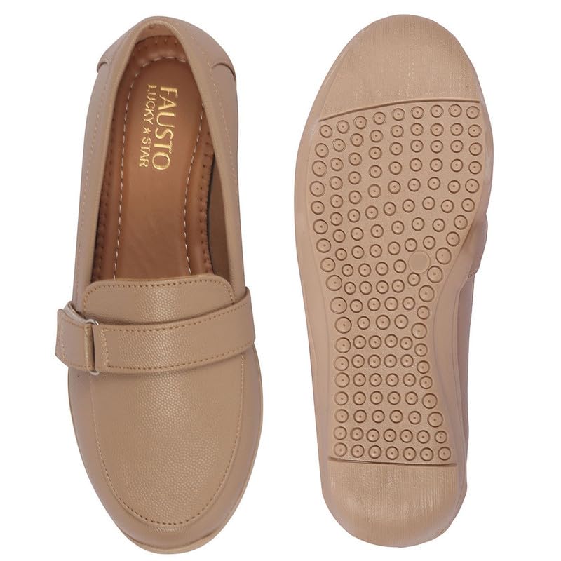 Image of FAUSTO Women's Comfortable Formal Adjustable Strap Hook and Loop Slip On Shoes|Party Shoe|Office Shoe
