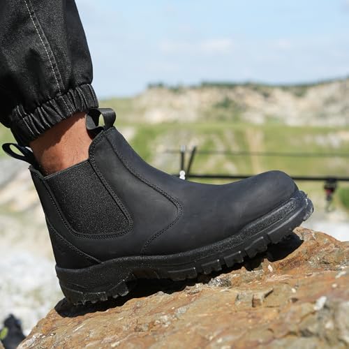 Image of Slip on Work Boots for Men Women Soft Toe Chelsea