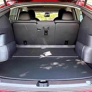 Fit Juniper Model Y Tesbeauty Cargo Liner for Tesla Model Y 5 Seater Trunk Mats, All-Weather, Vegan Leather on top/Soft Velcro at Bottom/Memory Foam in Between Materials, Anti-Scratch, Non-Slip Black