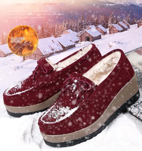 Image of Women's Tassel Suede Plush Wedge Shaped Sports Shoes Fashion Thick Sole Arched Casual Loafers Velvet Tassel Bow Wedge Casual Shoes