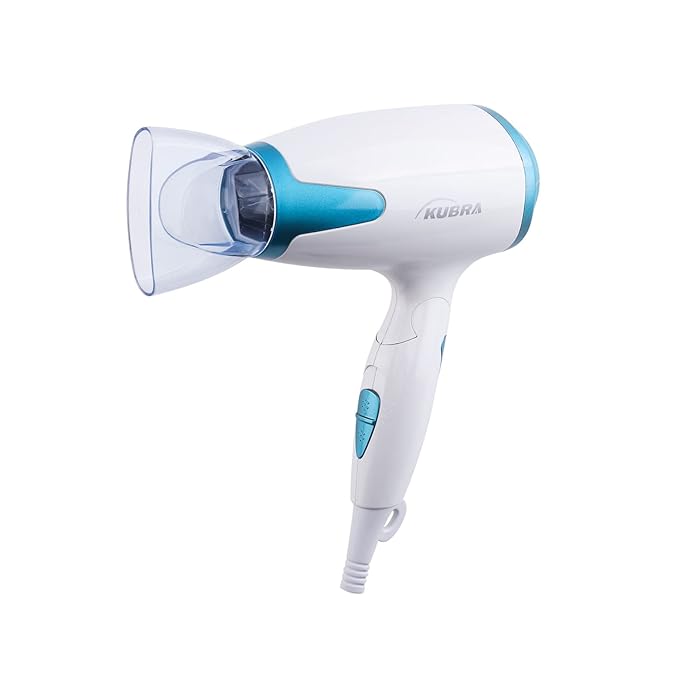 Kubra KB-162 1600 Watts Hair Dryer with automatic overheat protection with one detachable nozzle (Blue and white) at Rs. 449