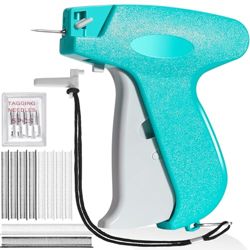 Upgraded Fine Stitch Gun Stitchy Quick Clothing Fixer for Clothes, Micro Tagging Gun for Clothing with 6 Fine Needles & 1000 Pcs Fasteners, Mini Speedy Sticky Sewing Gun Hemming Tool (Blue)