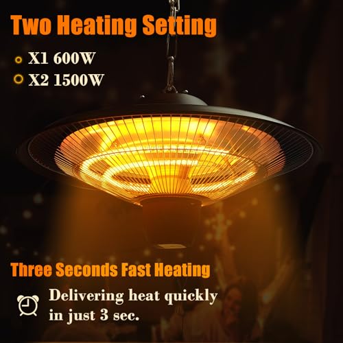 Hisencn Patio Heater, Outdoor Heater, 1500W Electric Patio Heater thumb #1