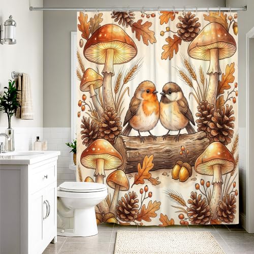 Rideau de douche extra long imperméable 183 x 243 cm orange automne rustique - 3