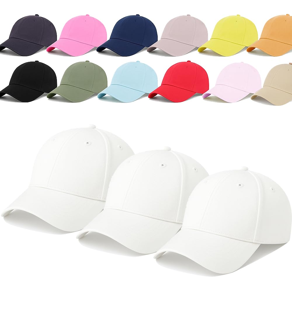 enciger Unisex Adjustable Baseball Cap Pack of 3 - Solid Color Cotton Caps for Men & Women - Breathable Lightweight Headwear for Outdoor, Travel, Gym, Casual Wear-picture-54
