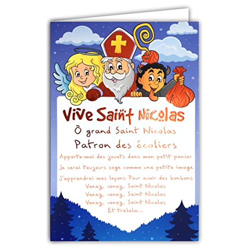 Afie 68-1302 Tarjeta Viva San Nicolás Rojo Brillante Feliz Fiesta 6 Diciembre Canción Patrón de los escolares Niños Sabios Ángeles Padre Látigo