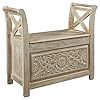 Signature Design by Ashley Fossil Ridge Boho Storage Accent Bench, Vintage White Signature Design by Ashley Fossil Ridge Boho Storage Accent Bench, Vintage White