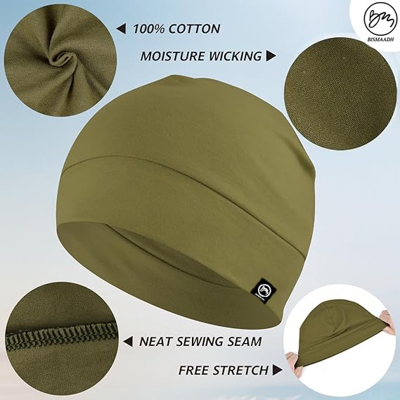 Image of Cooling Cotton Skull Caps for Men Women, Lightweight Beanie Sleep Hats Breathable Helmet Liner