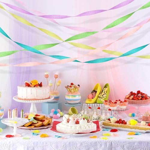 Image of Streamers Party Decorations, Party Supplies Crepe Paper Streamers 6 Colors 492ft for Birthday Decor, Baby Shower, Bachelorette Party, Wedding & Party Decor (Style C)