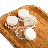 25pcs empty 5g clear Sqaure plastic jar small pot containers for makeup lip balm powder 0.17OZ tiny mini cream jars with white lids travel container bottles