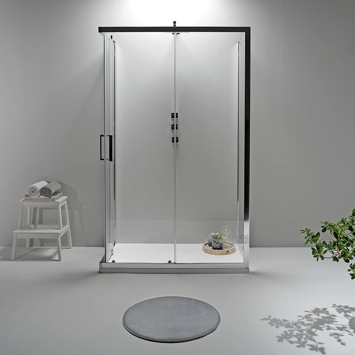 Box Doccia 3 Lati 70x90x70 cm x h190 - Cabina Doccia con Porta Scorrevole, Cristallo Temperato 6mm, Trasparente e Anticalcare con Profilo in Alluminio Cromato e Chiusura Magnetica