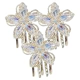 PACKOVE 3Pcs Pinzas para el Cabello con Flores de Cristal, Mini Pinzas Antideslizantes, Garras Pequeñas para Mujer,...