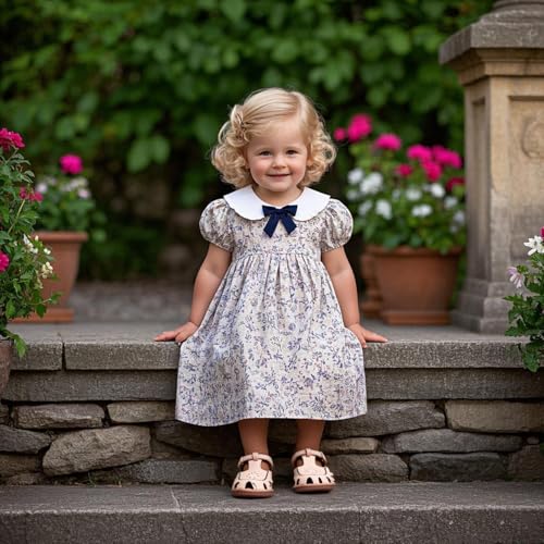 Image of THEE BRON Toddler Girls Closed-Toe Sandals Sweet Retro Cutout Summer Dress Shoes