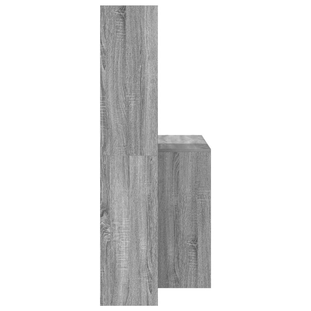 Scrivania in legno Sonoma grigio, 138,5 x 55 x 143 cm, con 4 ripiani, per ufficio, casa, computer, laptop, PC e ordine