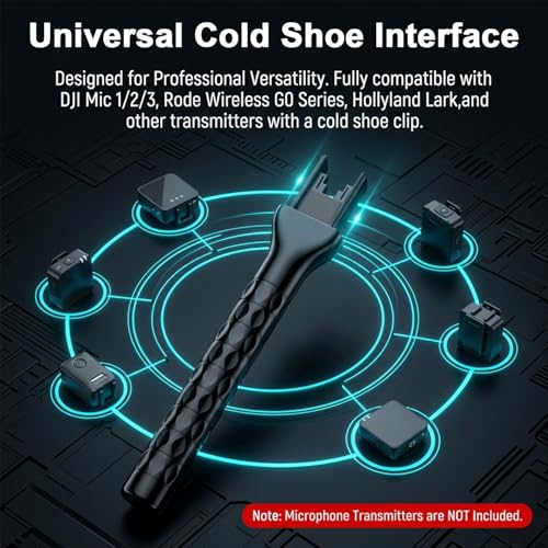 Image of HASTHIP Handheld Microphone Adapter Kit with Non slip Grip Handle Universal Cold Shoe and Mic Logo Holder for Reporting Presentations and Video Recording