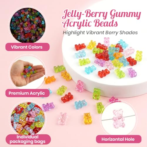 Image of PATPAT 200Pcs Clear Acrylic Bear Beads Kits for Bracelet Making Kit, 8*12mm Colourful Beads Jewellery Making Materials Kit for Bracelet, Necklace, and DIY Crafts, Cute Bear Charms for Jewelry Making