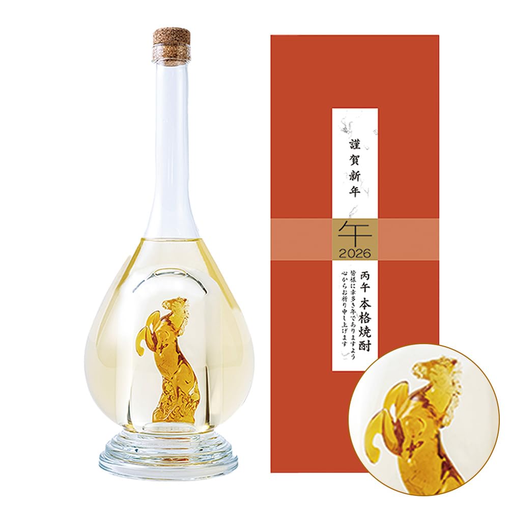 Amazon.co.jp: 干支ボトル 2026 丙午 午年 大分麦焼酎 25° 500ml 麦