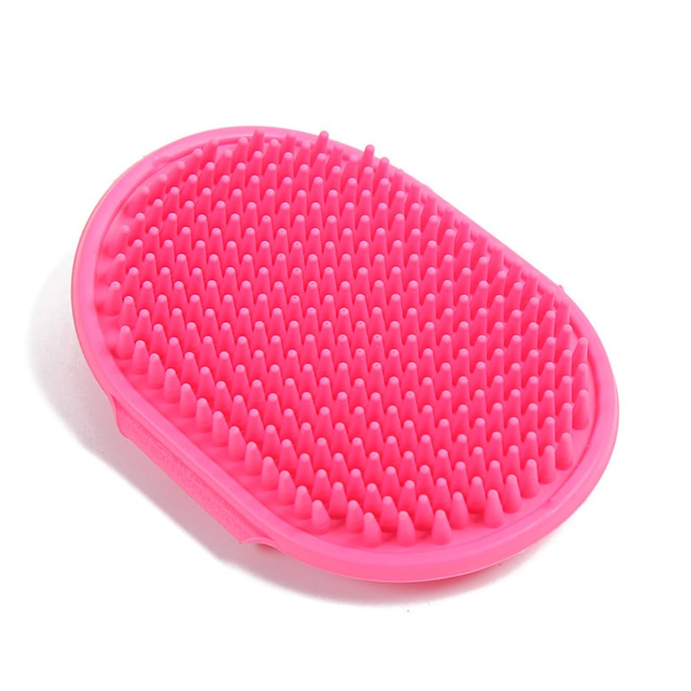 LJFEA Cepillo de baño para Perros y Gatos, Peine de Goma de Silicona, Cepillo de Masaje para Cachorros, Cepillo de Limpieza de Pelo Suave (Rosa)