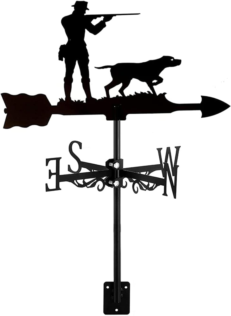 Girouette Chasseur et Chien à rotation fluide avec indicateur de direction