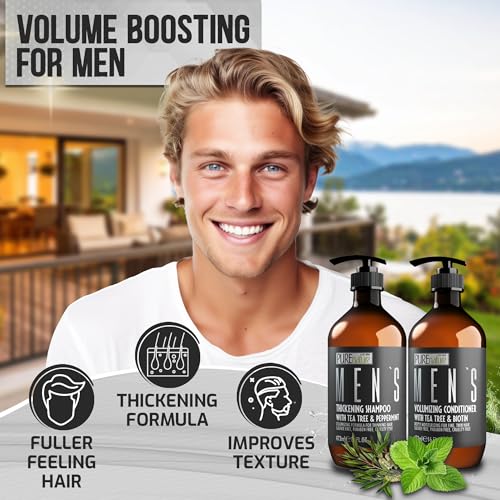 Image of Mens Shampoo and Conditioner Set - Sulfate Free Strengthening and Thickening Formula for Fuller Hair - Helps with Thinning Hair - Formulated for Men - 16 Fl Oz (Set of 2)