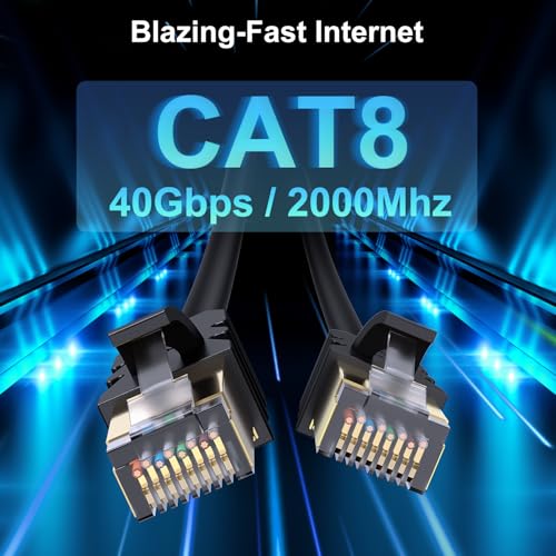 J&D Cat 8 Ethernet Cable, High Speed 40 Gbps 2000 Mhz 26AWG with Gold Plated RJ45 Connector, S/FTP Network Cord Compatible for Gaming PC PS5 Xbox Modem Router, 1.5 ft - Image 3