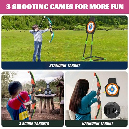 Iewroyt Kids Bow and Arrow Set Plastic LED Kids Archery Set Rose - Image 6