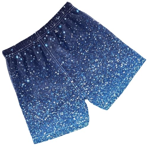 Pigsaly Boys Swim Trunks Ocean Navy Blue Royal Blue Gradient Flashing Glitter Boys Board Shorts Swimsuit Swimwear XS2