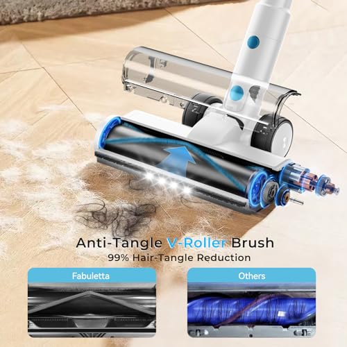 FABULETTA Cordless Vacuum Cleaner for Home, 40Kpa Stick Vacuum with MAX 55Min Detachable Batteries, 8 in 1 Lightweight Vacuum with Brushless Motor for Hardwood Floors&Carpet Pet Hair Car