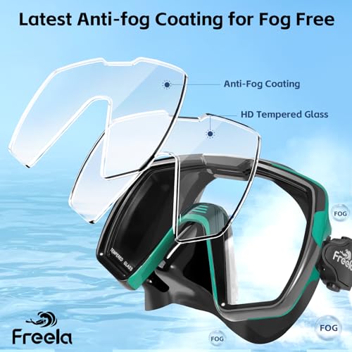 Image of Freela Adult Swim Goggles Mask Tempered Glass Anti Fog Waterproof 180Clear