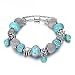 NYKKOLA Beaded Bracelet Womens Handmade Retro Turquoise Rhinestone Carved Sterling Silver Plated Snake Chain Charm Bracelet