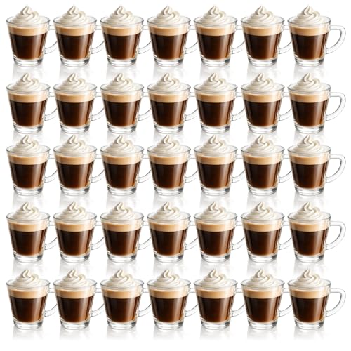 com four® 36x vasos de espresso de vidrio de borosilicato resistente al calor, 70 ml, vasos para café duraderos, aptos para lavavajillas y microondas (Transparente   70ml   36 piezas)
