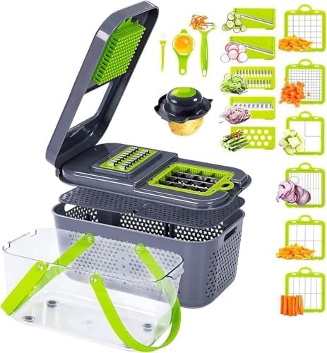 Hogar y Cocina, picadora de Verduras de Lujo 22 en 1, mandolina Profesional para Cocina, picadora de Cebolla y cortadora de Patatas, Tomates y verdura
