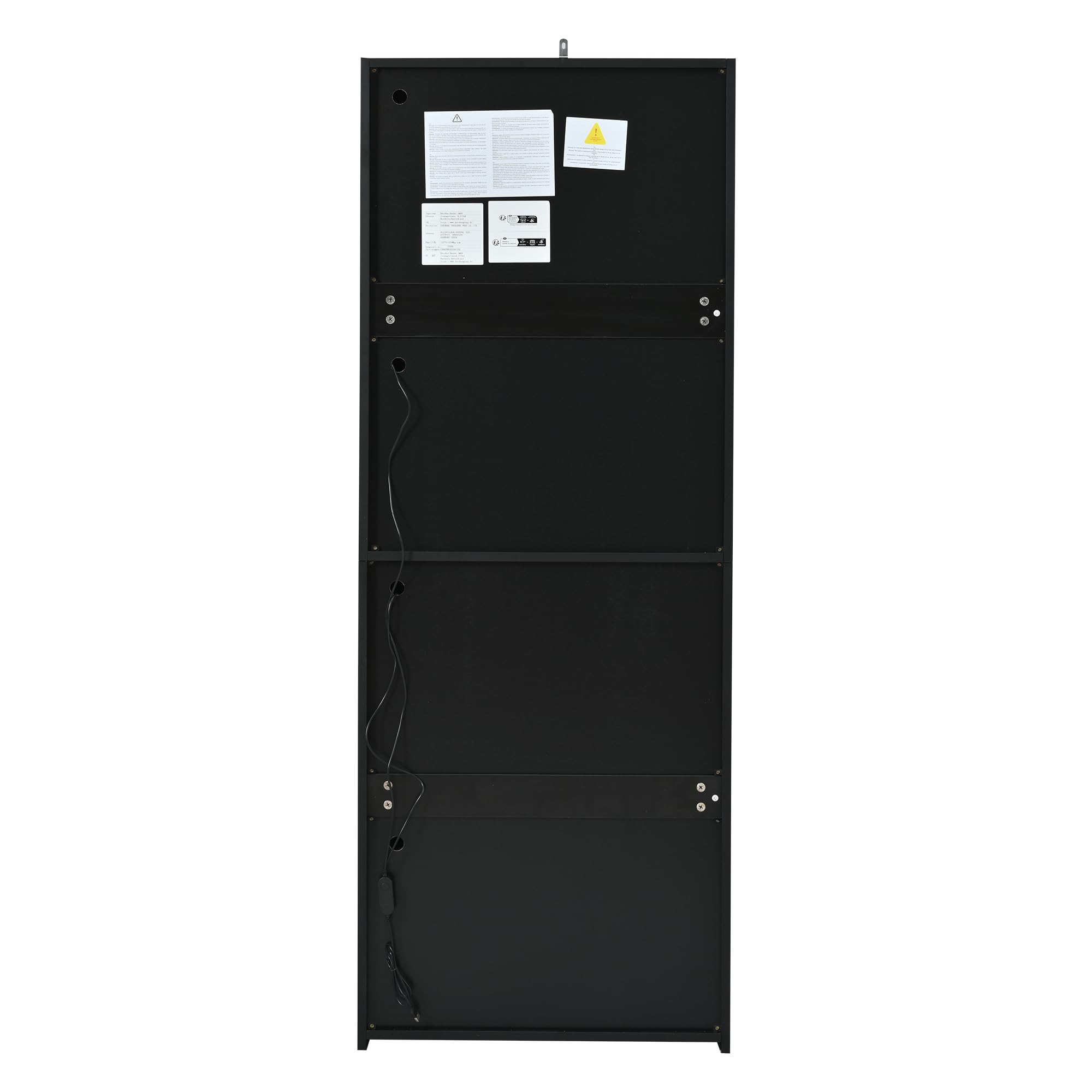 Vitrina negra brillante con iluminación LED, 1 estante de cristal, 61 x 42 x 162 cm, vitrina independiente, armario alto, armario de almacenamiento