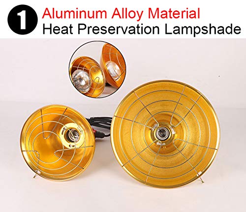 Lámpara de calor, luz de calefacción infrarroja de temperatura ajustable para cachorros y pollos, pantalla de aleación de aluminio de 250 W para uso en invierno en granjas