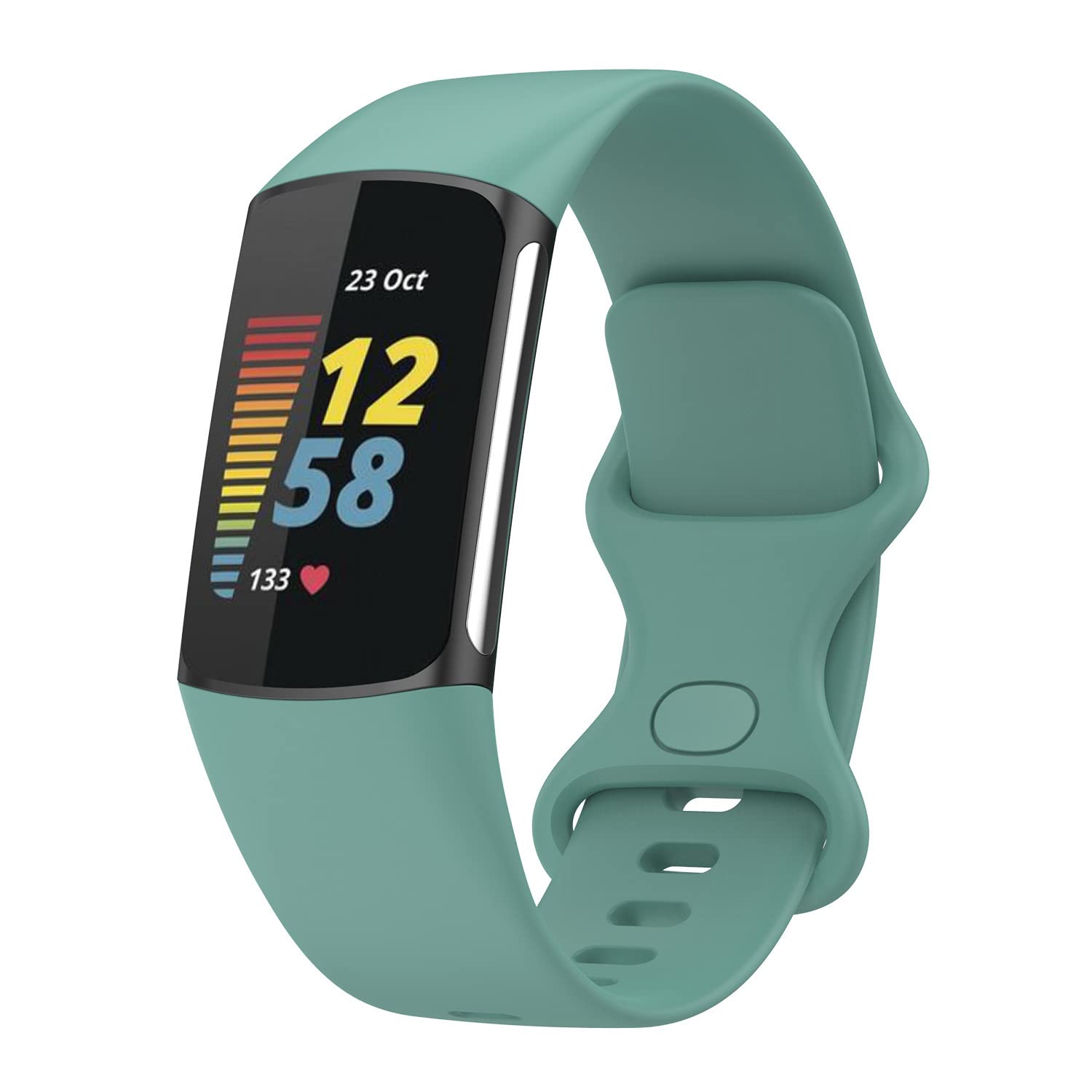 Muovrto Strap for Fitbit Charge 5/Charge 6,Silicone Replacement Sport Waterproof Adjustable Watch Band for Men and Women - Image 2