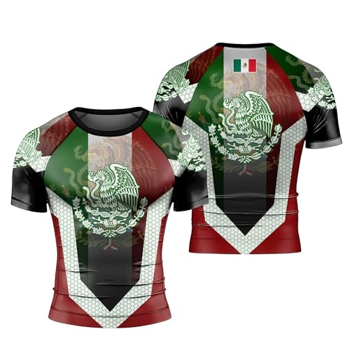 Eagle Men's Short Sleeve Compression Rash Guard, BJJ Workout Shirt, Breathable MMA Training Top