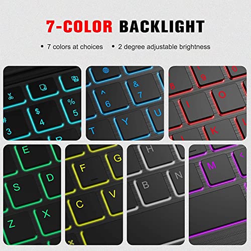 Image of ProElite TouchPad Keyboard case for Samsung Galaxy Tab A11 8.7 inch /A9 8.7 inch with S Pen Holder, Magnetic Detachable Wireless Bluetooth TouchPad Keyboard Built-in 7-Colors Backlit, Black