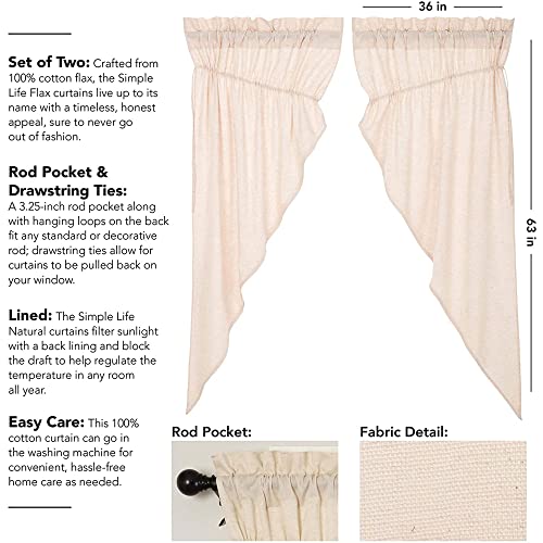 VHC-Brands-Simple-Life-Flax-Solid-Color-Cotton-Linen-Blend-Farmhouse-Curtains-Rod-Pocket-Drawstring-Ties-Prairie-Panel-Pair-Natural-Creme-White VHC Brands Simple Life Flax Solid Color Cotton Linen Blend Farmhouse Curtains Rod Pocket Drawstring Ties Prairie Panel Pair Natural Creme White