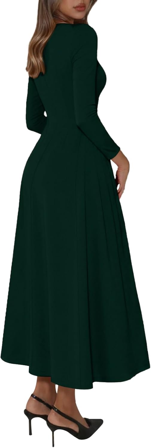 Long Sleeve Maxi Dress for Women Fall Pleated Babydoll Formal Cocktail Party Dresses 2026 - Image 2