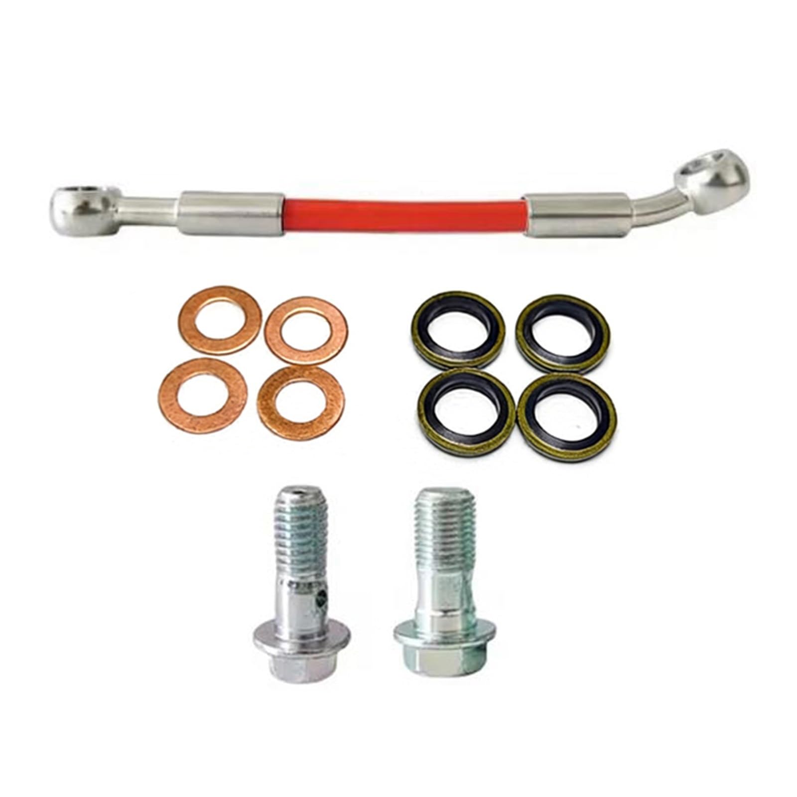 Motorbike Brake Line 10cm-500cm Motorcycle Stainless Steel Braided Hydraulic Brake Clutch Oil Hose Line Pipe M8/M10 Banjo 0°-28° Accessories(130cm)