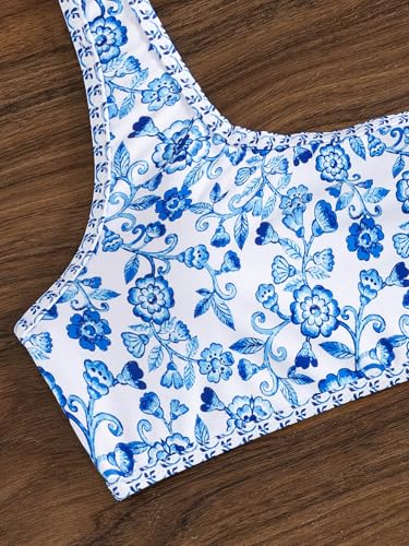 Image of YIMISAN Women's Ribbed Bikini Sets One Shoulder Top with Mid Waist Two Piece Bathing Suit