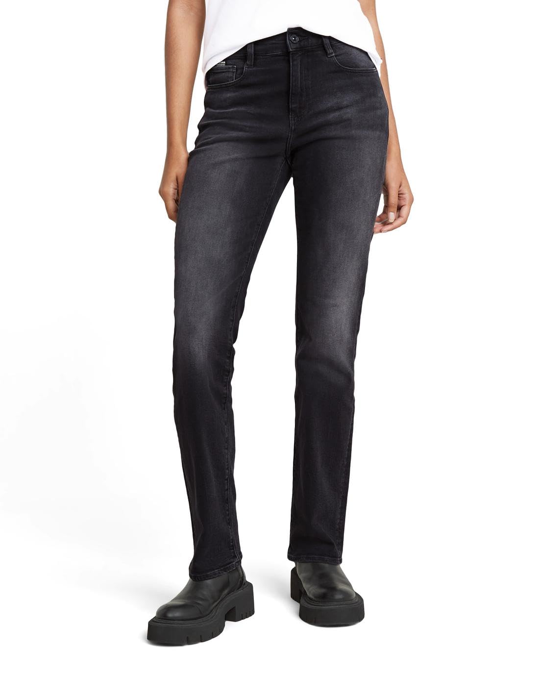 G-Star Women's Strace Straight Jeans, Black (worn in black moon D23951-D632-G108), 25W / 28L