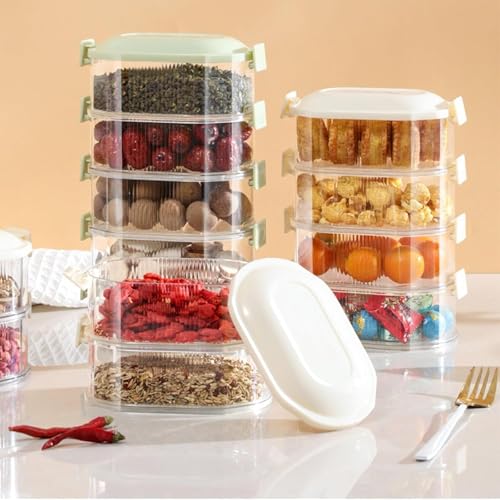 Image of 5 Layer Multi purpose storage box | Airtight containers for condiments 5-layer Storage Box | Stackable Kitchen Condiment Jars with Lids Leak Proof And Food Fresh-keeping Box |