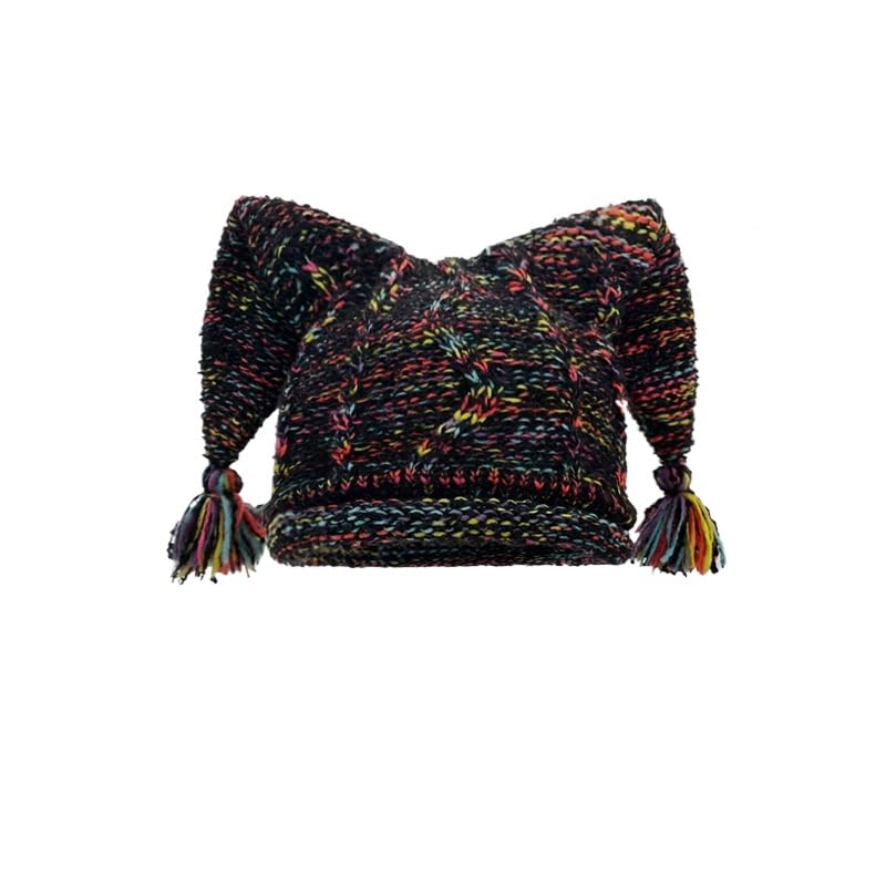 Catálogo para Comprar On-line Accesorios para punto y ganchillo los preferidos por los clientes. 42 Qualitup - Gorro de ganchillo con diseño de payaso y gorros holgados, estilo gótico, gorros de punto, accesorios para mujer, Rojo vino, M