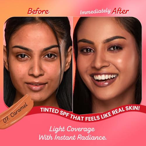 Image of Dot & Key Strawberry Dew Tinted Sunscreen SPF 50+ Pa++++ - 07 Caramel In-Vivo Tested | For Daily Wear, Brightens & Protects Skin, Ultra-light, Blends Easily, With Niacinamide, Natural Finish, Non-Greasy, Non-Sticky | 50ml