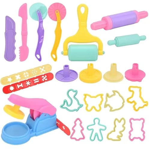 Accesorios Plastilina,Herramientas de Plastilina,Moldes para Plastilina,22 Piezas Extrusora de Accesorios de Plastilina Cortadores de Galletas Juguete de Arcilla para Niños Bebé(Color al Azar) Cover