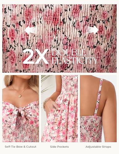 Image of GRACE KARIN Womens Maxi Floral Sundresses Summer Beach Boho Dress Spaghetti Strap Dresses Casual Fashion Clothes with Pockets