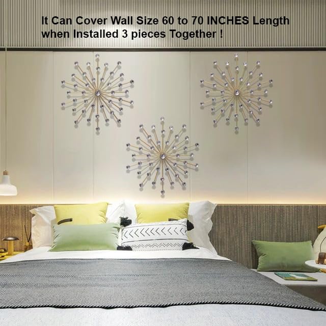 Image of ZOVE Modern Gold Starburst Crystal Wall Art - Luxury Metal Sunburst Wall Decor for Living Room, Bedroom & Hallway - Elegant Decorative Wall Accent Size : 19.5 x 19.5 Inch