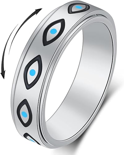 Anillo de ansiedad OreilleStar para mujeres, anillo giratorio de titanio y acero inoxidable, anillo de ansiedad para hombres, 6mm de ancho con