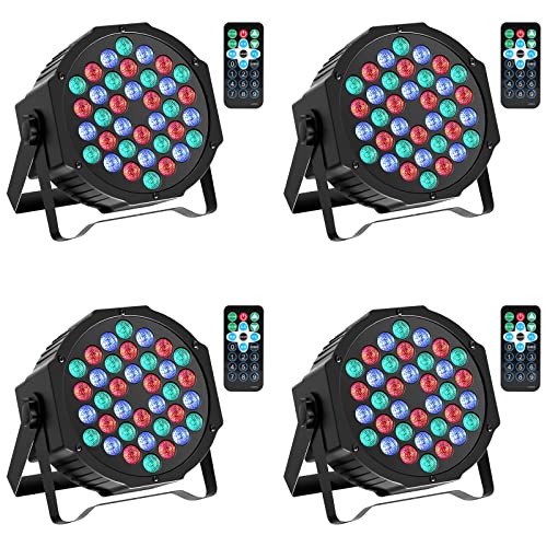 Stage Lights 4 Packs 36*1W Led Rgb Par Lights With 7 Mode Sound Activated And Dmx Controller Sound Activated Uplighting For For Concert, Party, Wedding, Party, Club, Ktv #TOP8